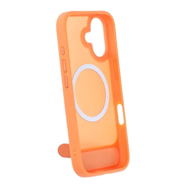 Black Feather Inclined Bracket Magnetic Case - iPhone 17 Orange Svart