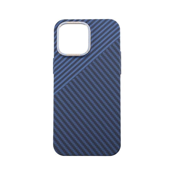 iPhone 14 Pro Max Kevlar Carbon Fiber Phone Case Blue+Grey Blå