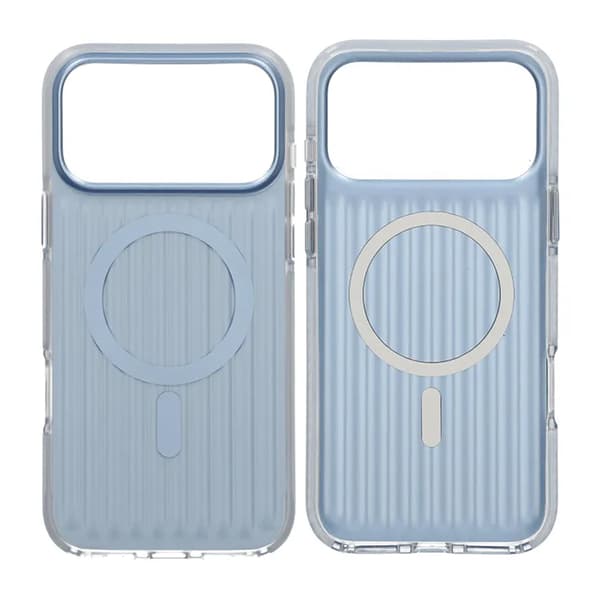 Corrugated Magsafe Mobile Case for iPhone 17 Pro Max - Blue Blå