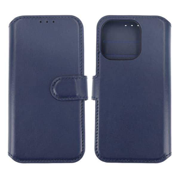 iPhone 15 Pro Wallet Case Leather Rvelon - Blue Blå