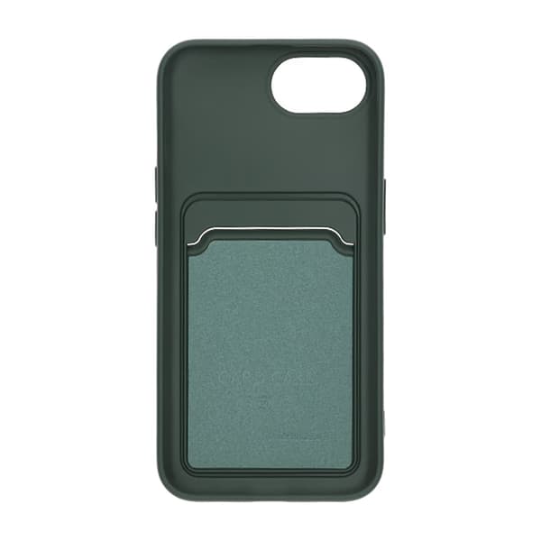 iPhone 16e Silicone Mobile Case with Card Holder - Green Grön