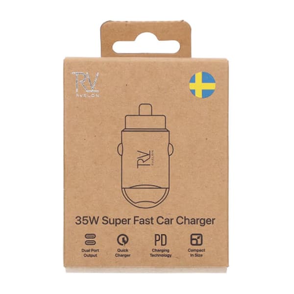 Rvelon 35W Dubbel USB C PD3.0 Billaddare