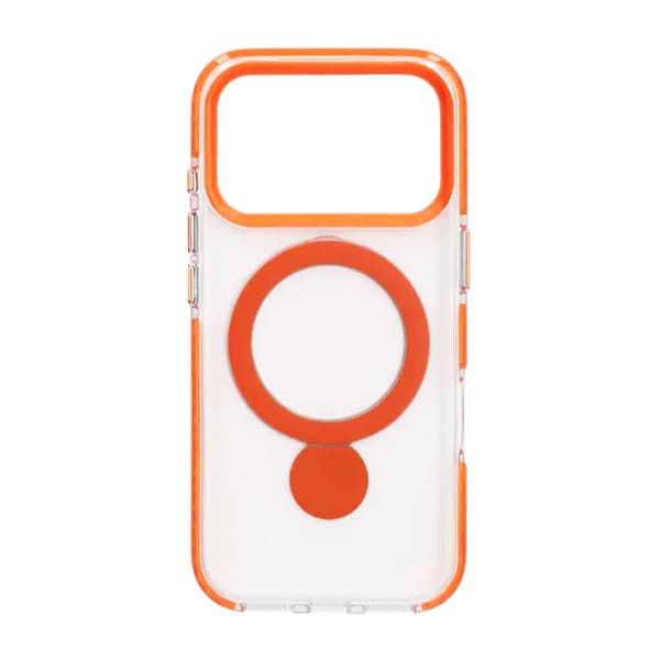 Case Magsafe for iPhone 17 Pro - Transparent orange with ring stand Transparent