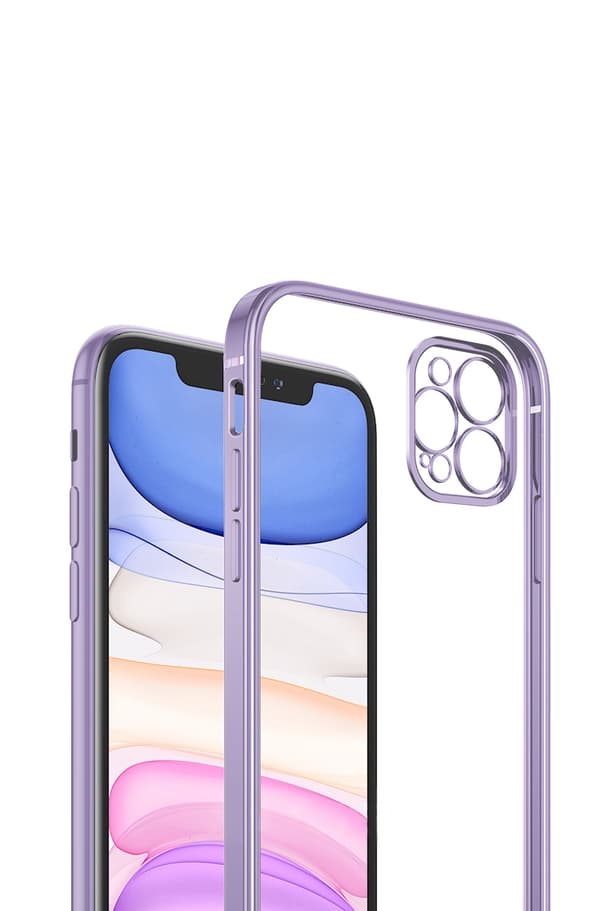 Case Camera Protection for iPhone 12 Pro - Purple Transparent Lila