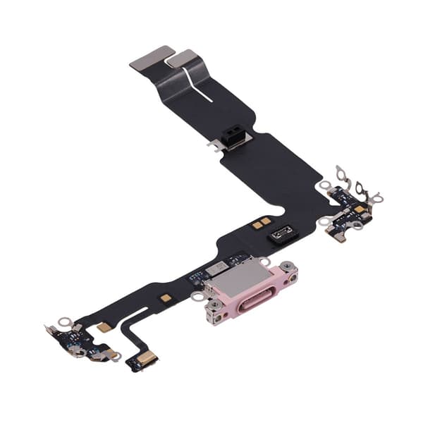 iPhone 15 Plus Laddkontakt med Flexkabel - Rosa Rosa