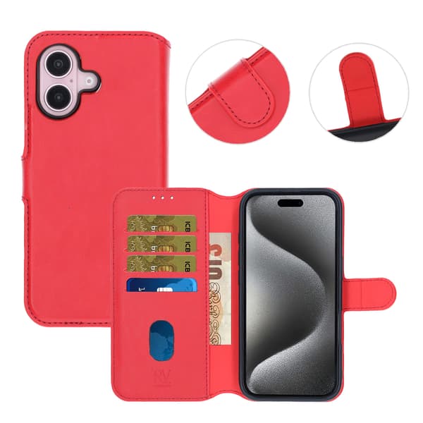RV Magnetic Wallet Case iPhone 16 Red Röd