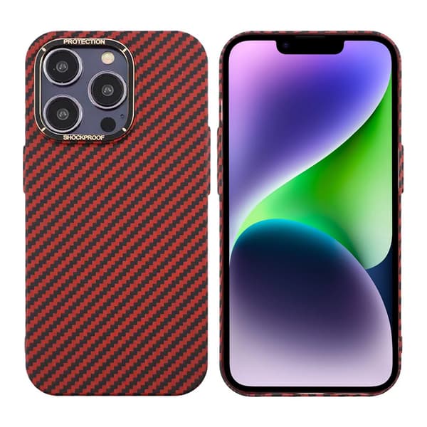 Carbon Fiber Case iPhone 13 Pro - Red Röd