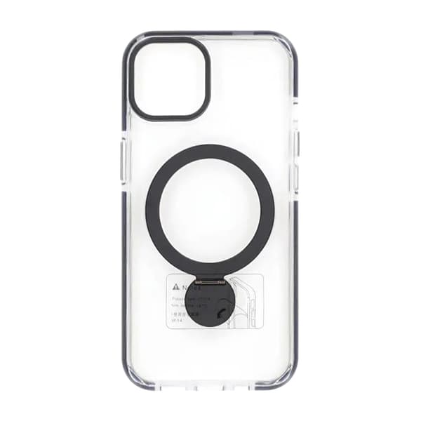 Case Magsafe for iPhone 15 - Transparent black with ring stand Transparent