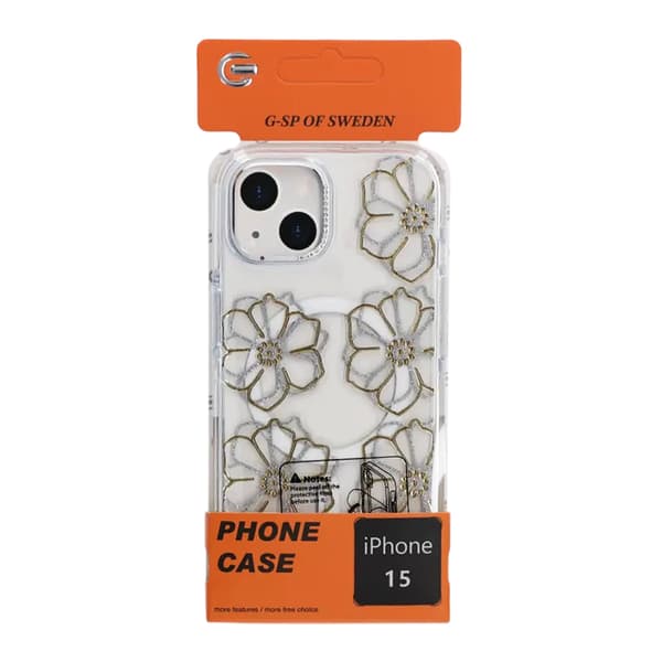 Mobile case Magsafe for iPhone 15 - Transparent with flowers Transparent