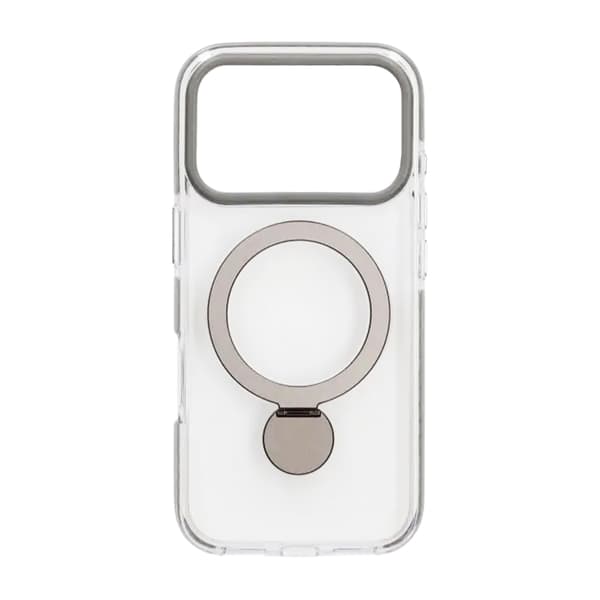 Skal Magsafe till iPhone 17 Pro Max - Transparent grå med ringstativ Transparent