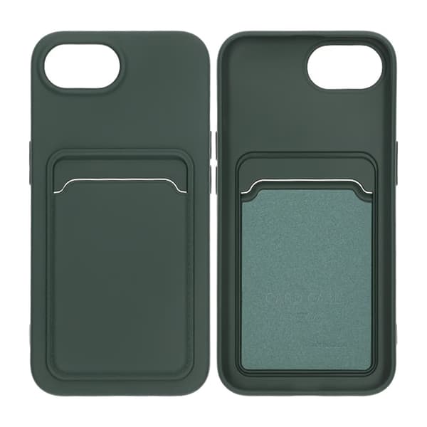 iPhone 16e Silicone Mobile Case with Card Holder - Green Grön