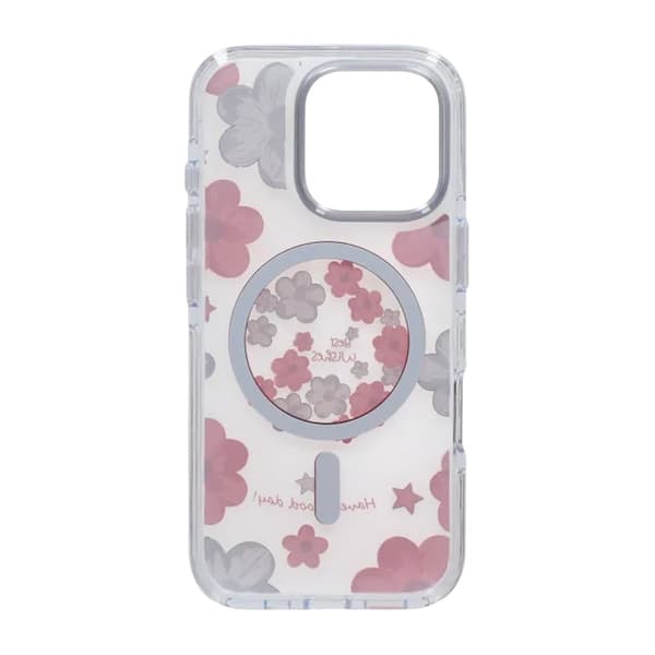 Gradient Floral Magnetic Case For iPhone 16 Pro Pink Rosa