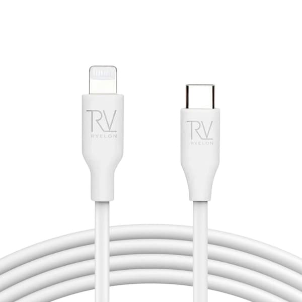 Rvelon iPhone-kabel USB C till Lightning MFi Silikon 2M Vit Vit