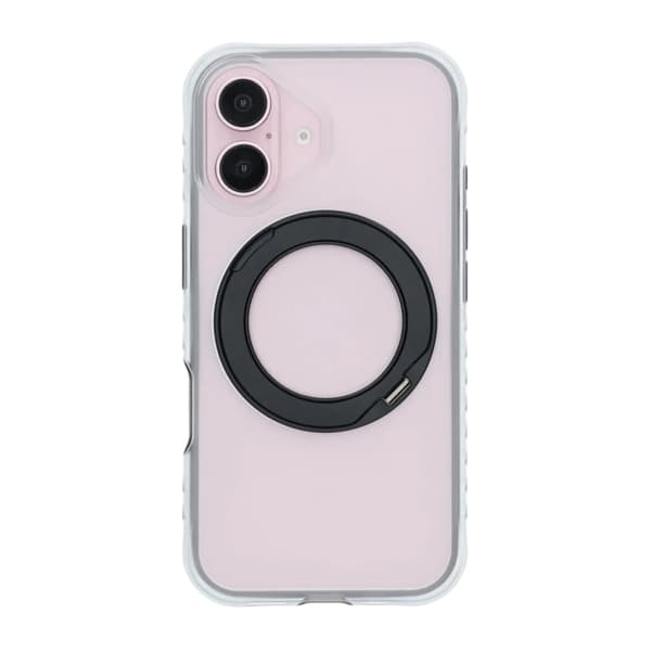 Matt Mobilskal med ringstativ för iPhone 16 - Svart Svart