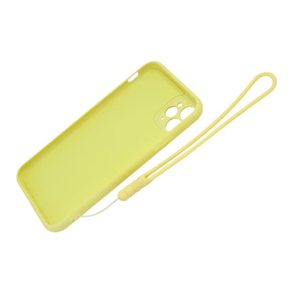 iPhone 11 Pro Max Silicone Case with Ring Holder and Hand Strap - Yellow Gul