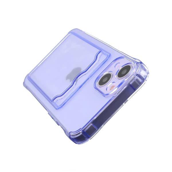 iPhone 14 Plus Shockproof Case with Card Holder - Purple Lila