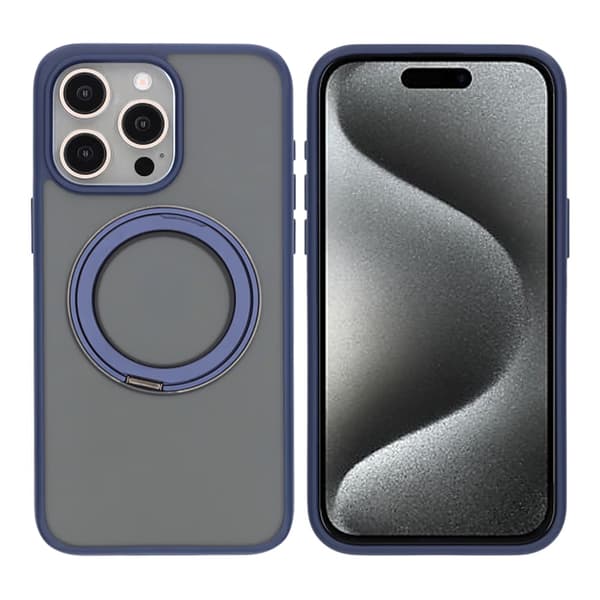 Matte case 360 ​​rotating bracket Mobile Phone Case For iPhone 15 Pro Max Blue Blå