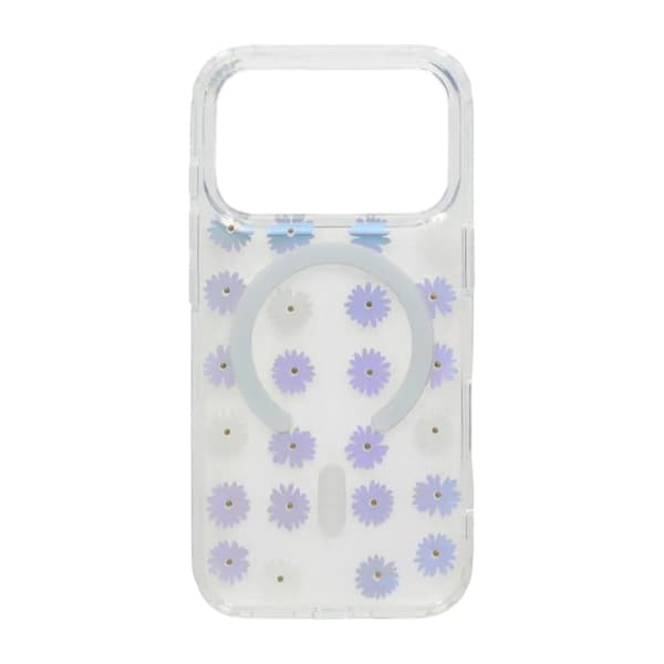 Laser Engraved Floral Rhinestone MagSafe Case For iPhone 17 Pro White Daisy Vit