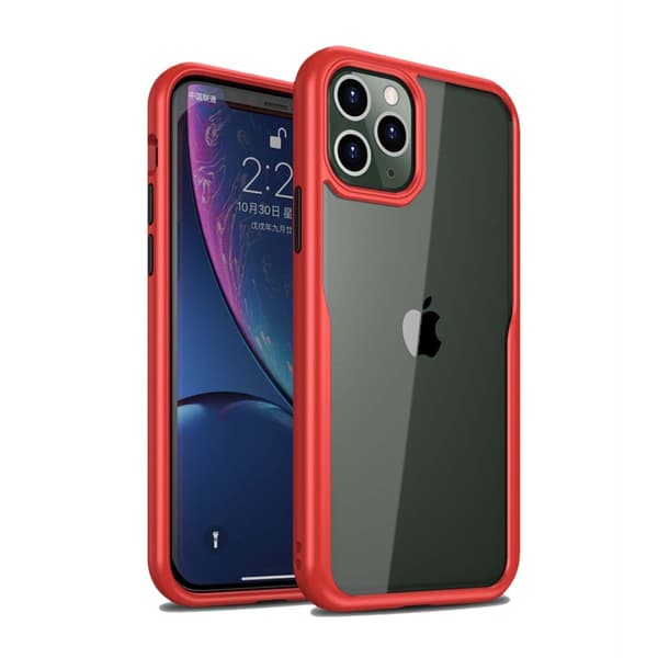 Stöttåligt Mobilskal iPhone 11 Pro Max - Transparent/Röd Röd