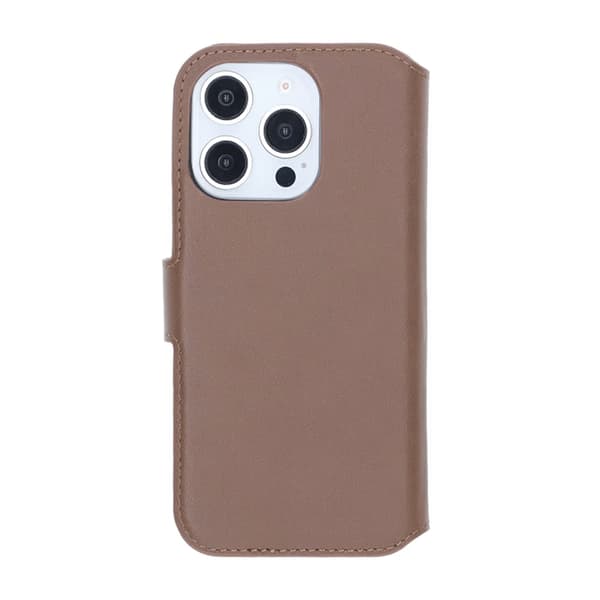 RV Genuine leather Wallet Case iPhone 16 Pro Brown Brun