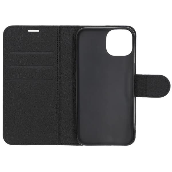 iPhone 13/14 Flip Stand Leather Wallet Case Black Svart
