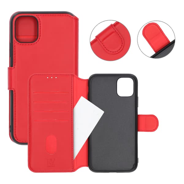 iPhone 11 Wallet Case Extra Card Slot Rvelon - Red Röd