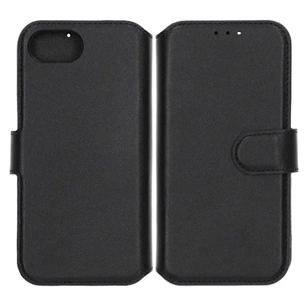 Rvelon Leather Wallet Case-iPhone 16e Black Svart