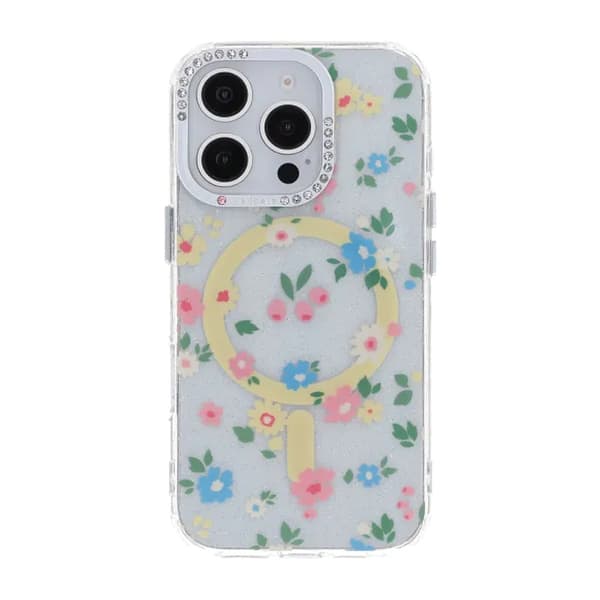Blommigt Skal med Magsafe för iPhone 16 Pro Max - Gul Multicolour