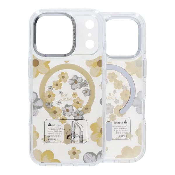 Gradient Floral Magnetic Case For iPhone 17 Pro Yellow Gul