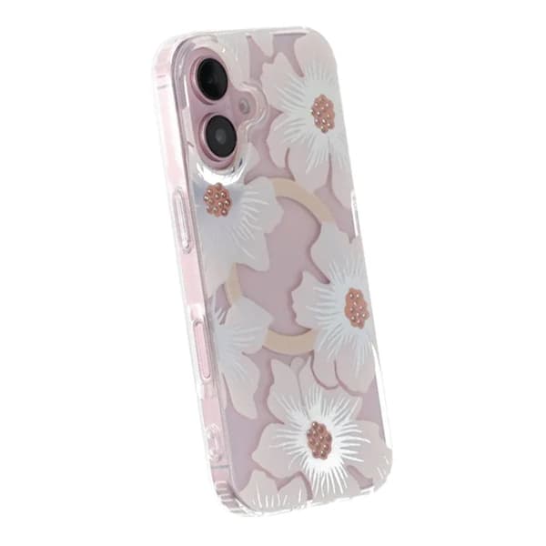 Laser Engraved Floral Rhinestone MagSafe Case For iPhone 16 Large Lily