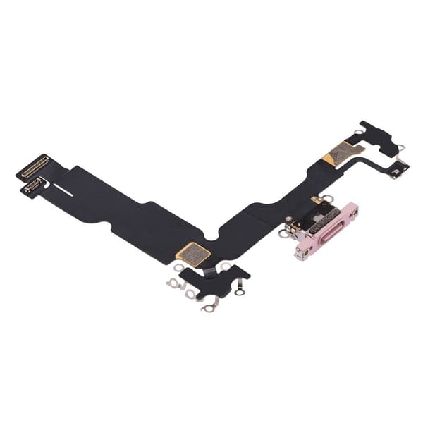 iPhone 15 Plus Laddkontakt med Flexkabel - Rosa Rosa