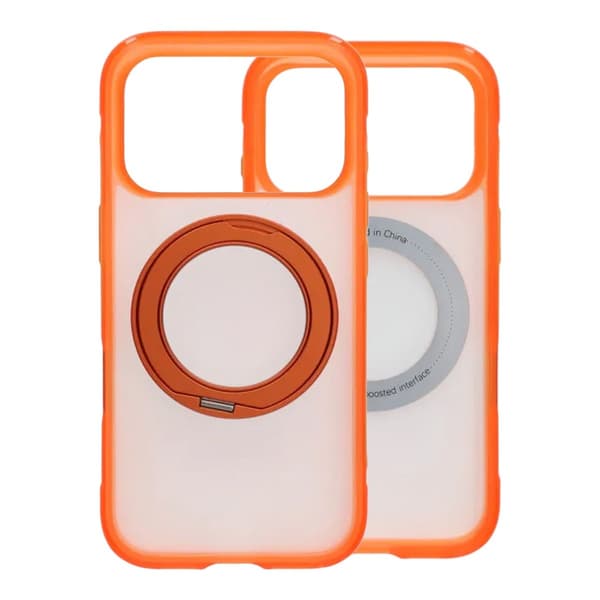 Matt MagSafe skal med ringstativ för iPhone 17 Pro Max och 18 Pro Max - Orange Orange