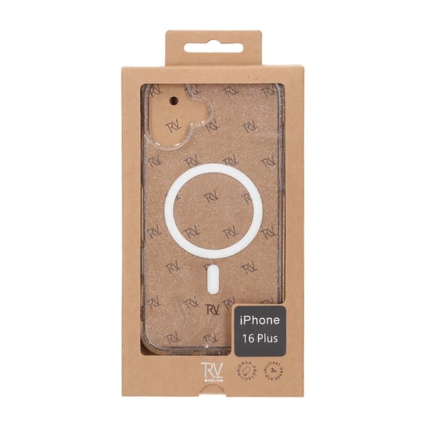 iPhone 16 Plus Rvelon Mobilskal TPU med MagSafe - Glitter Vit Glitter
