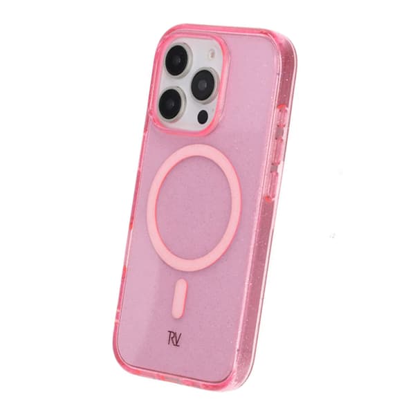 Rvelon Terminator with magsafe Phone Case For iPhone 16 Pro Pink Glitter Glitter