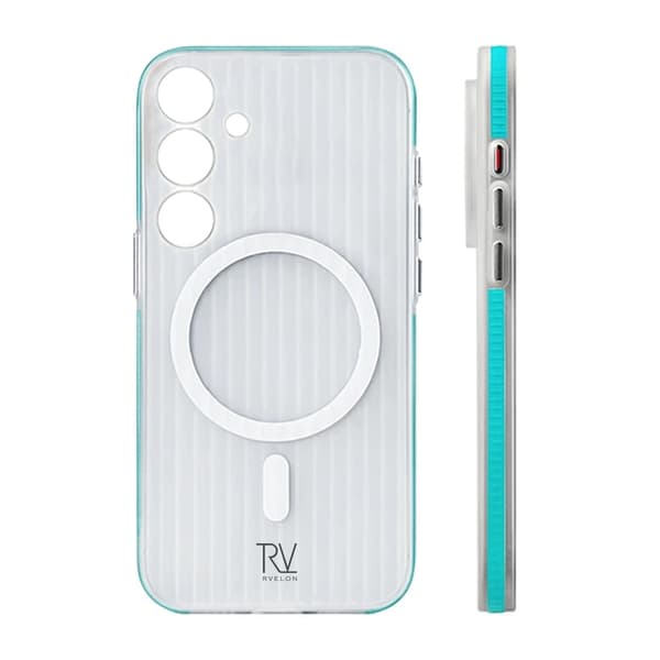 Samsung Galaxy S24 Mobile Case Corrugated with Magnet Rvelon - Blue Blå