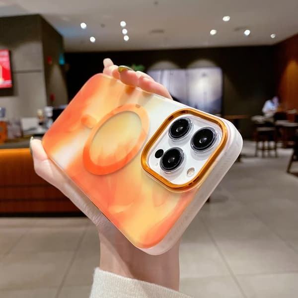 iPhone 13 Pro Max MagSafe Mobile Case - Orange Abstract Orange