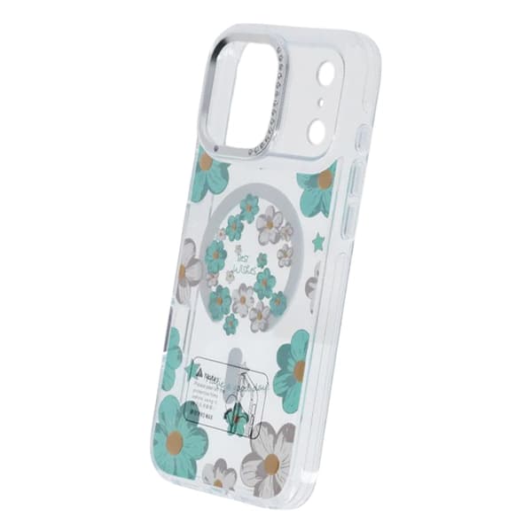 Gradient Floral Magnetic Case For iPhone 17 Pro Green Grön