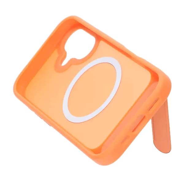 Black Feather Inclined Bracket Magnetic Case - iPhone 17 Orange Svart
