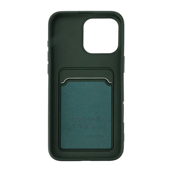 Silicone Case with Card Holder iPhone 16 Pro - Military green Grön