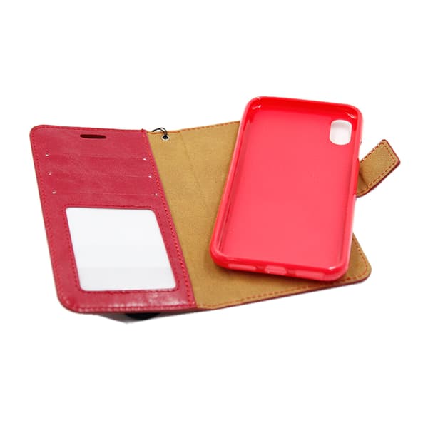 Detachable Leather Case For iPhone X Red Röd