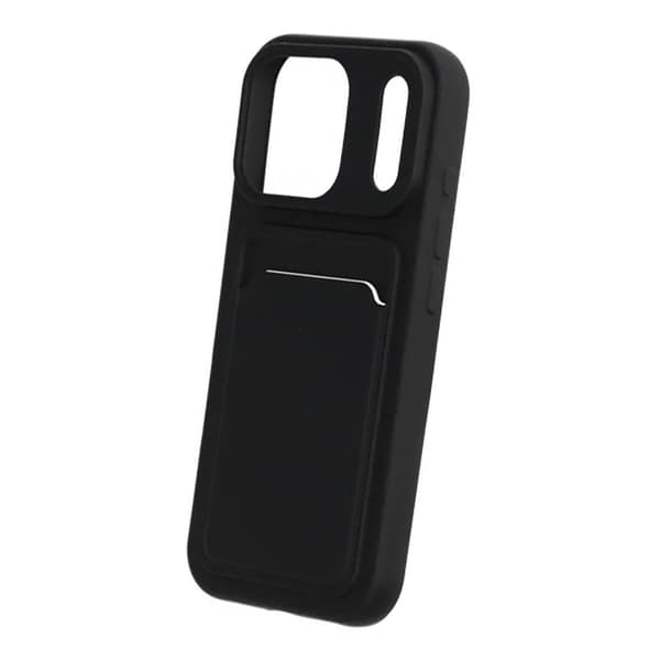 Silicone Case with Card Holder iPhone 17 Pro - Black Svart