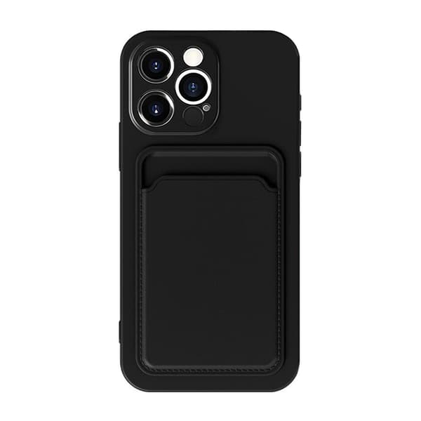 iPhone 13 Pro Silicone Case with Card Holder - Black Svart