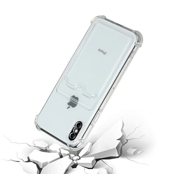 Case Shockproof Card Holder for iPhone X and XS - Clear Transparent