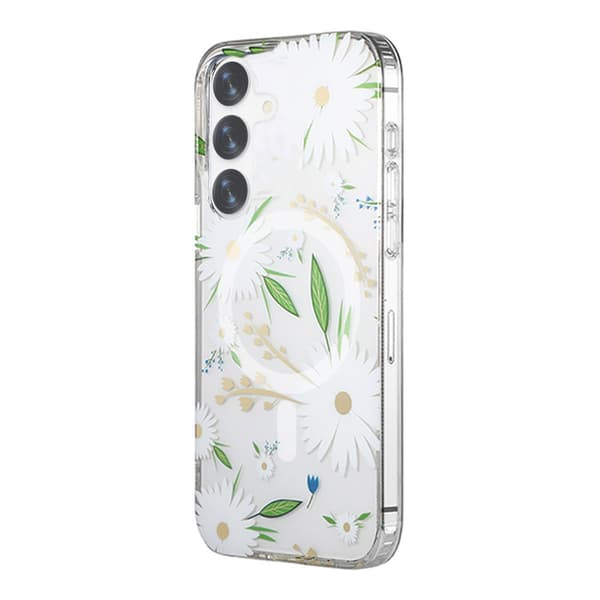 Samsung Galaxy S24 Plus Mobilskal Magnet - Blommor Vit Vit