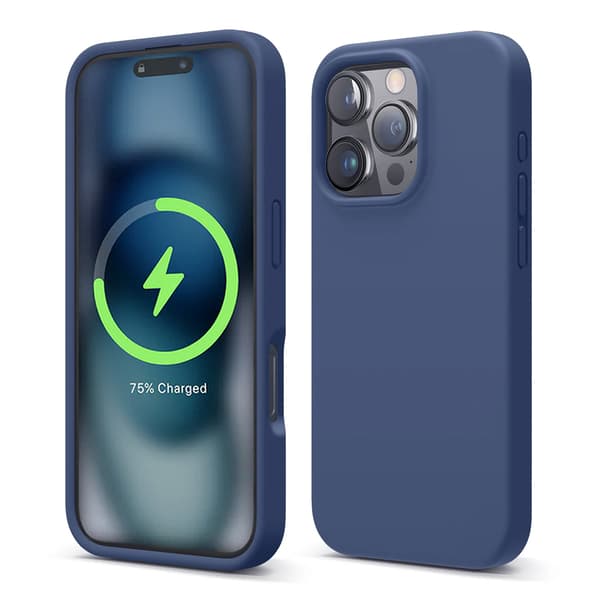 iPhone 16 Pro Case-Silicone With Magsafe Rvelon Dark Blue Blå