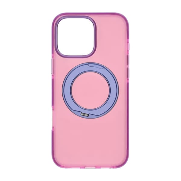 Stöttåligt skal med roterbart stativ för iPhone 16 Pro Max - Rosa-lila Rose Red
