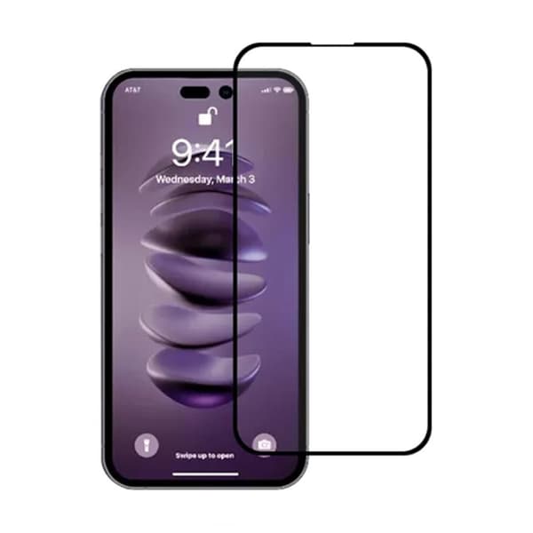 iPhone 14 Pro High aluminum screen printing full screen tempered film Svart