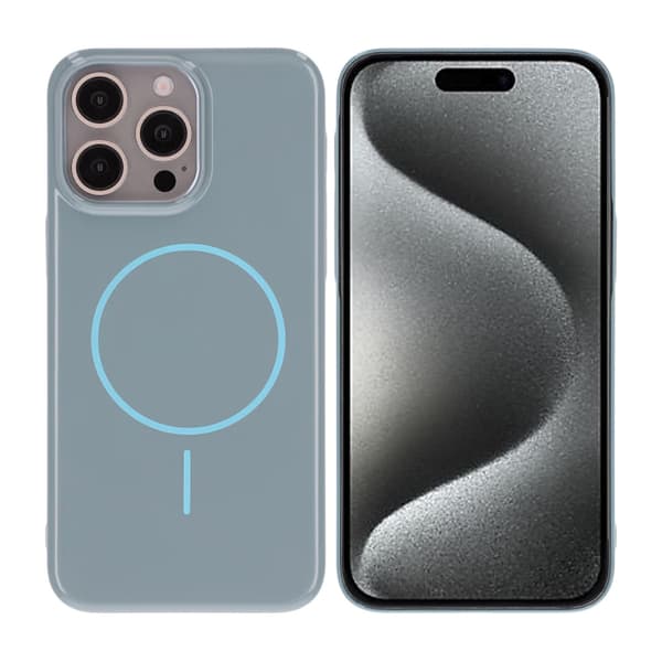 Glossy design Magnetic Case For iPhone 15 Pro Max Blue Blå