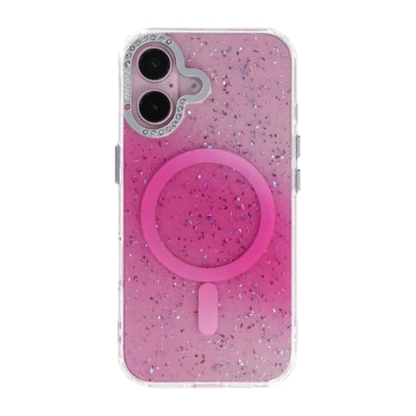 Glitter Diamond Magnetic Case - iPhone 16 Pink Rosa