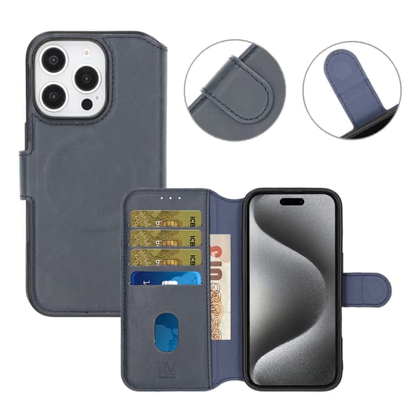 iPhone 16 Pro Wallet Case Rvelon - Blue Blå